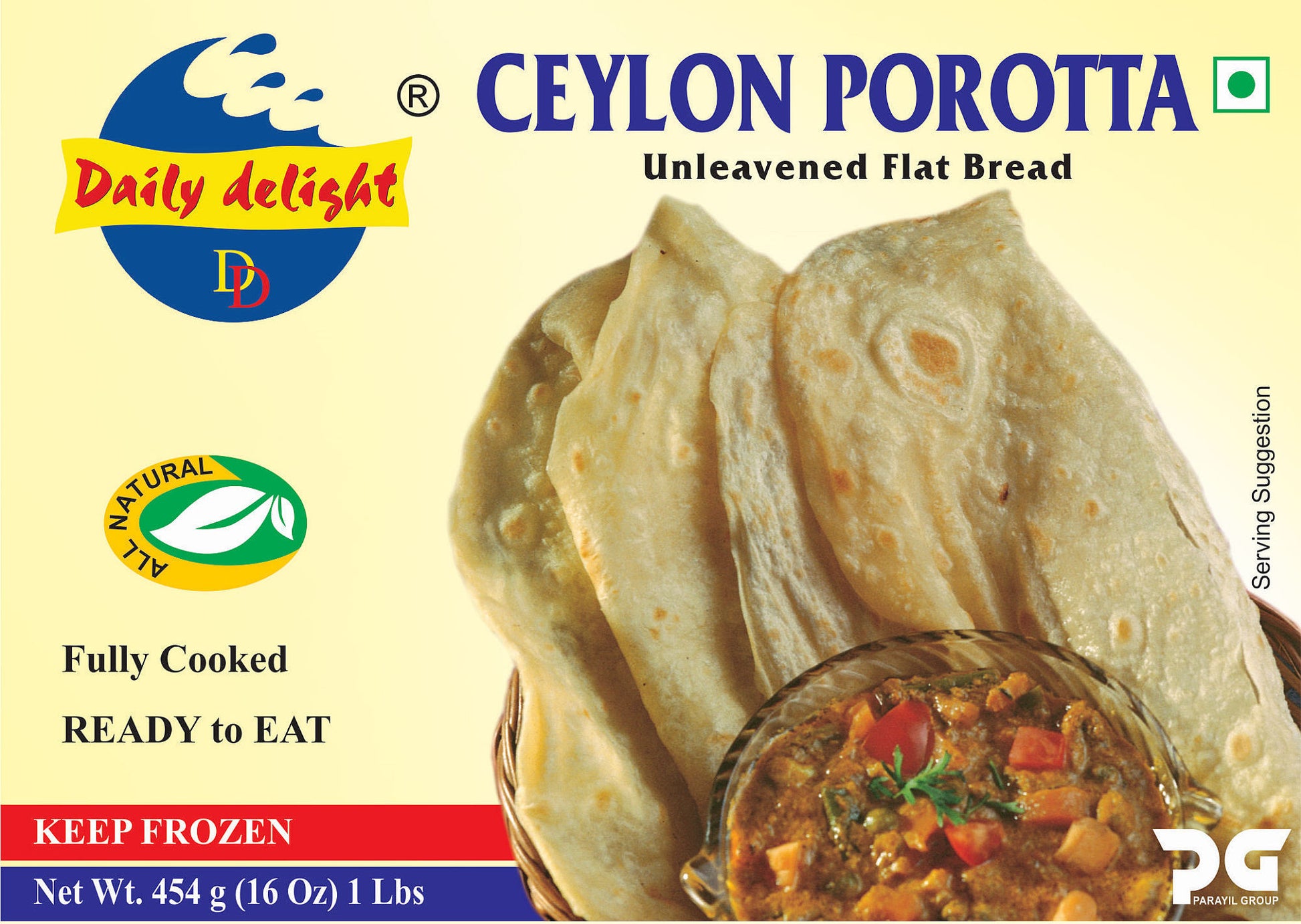 Frozen Daily Delight Ceylon Parotta 454gm - Only Berlin Same Day Delivery - Spice Village