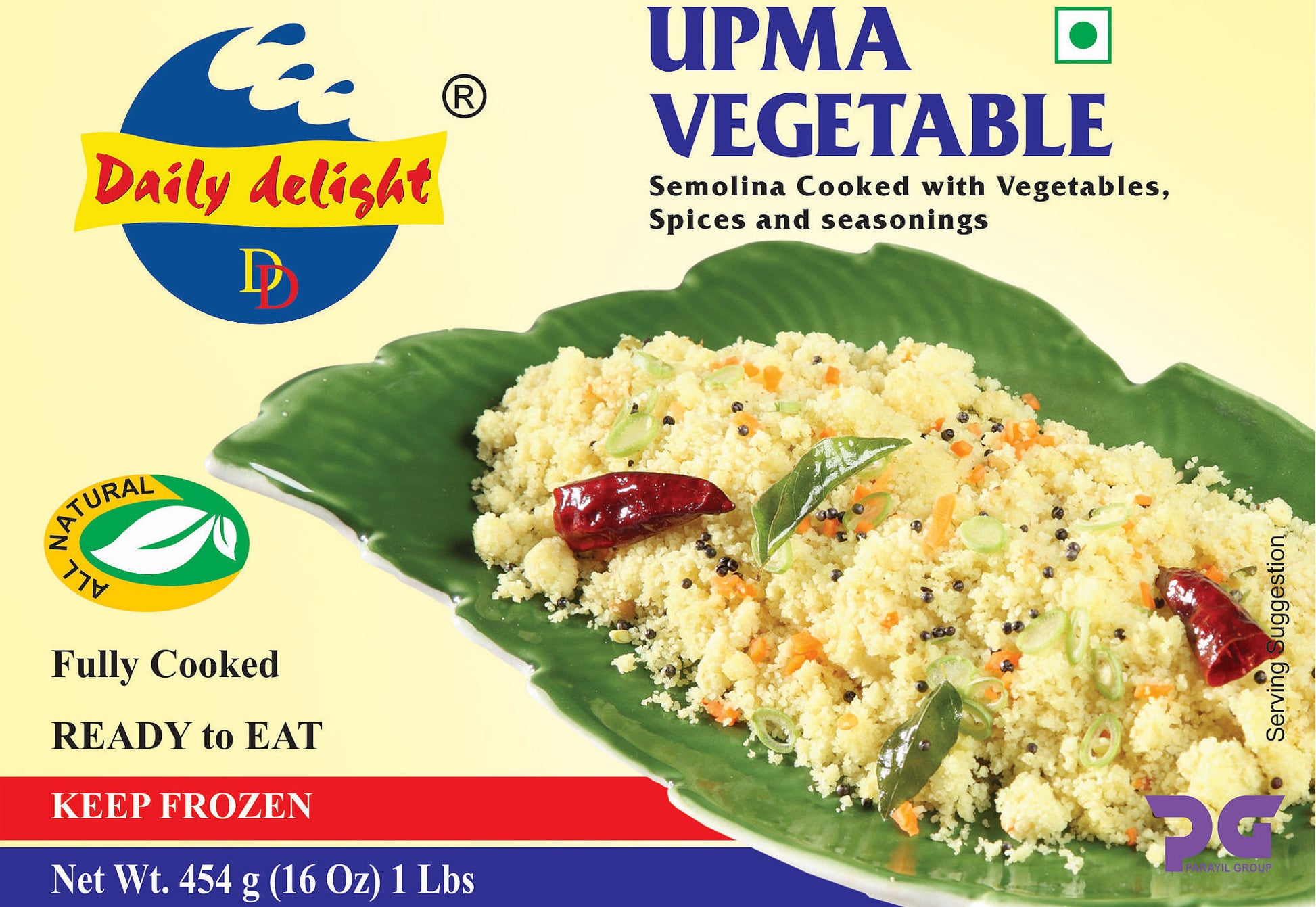 Frozen Daily Delight Vegetable Upma 454gm - Only Berlin same day delivery - Spice Village