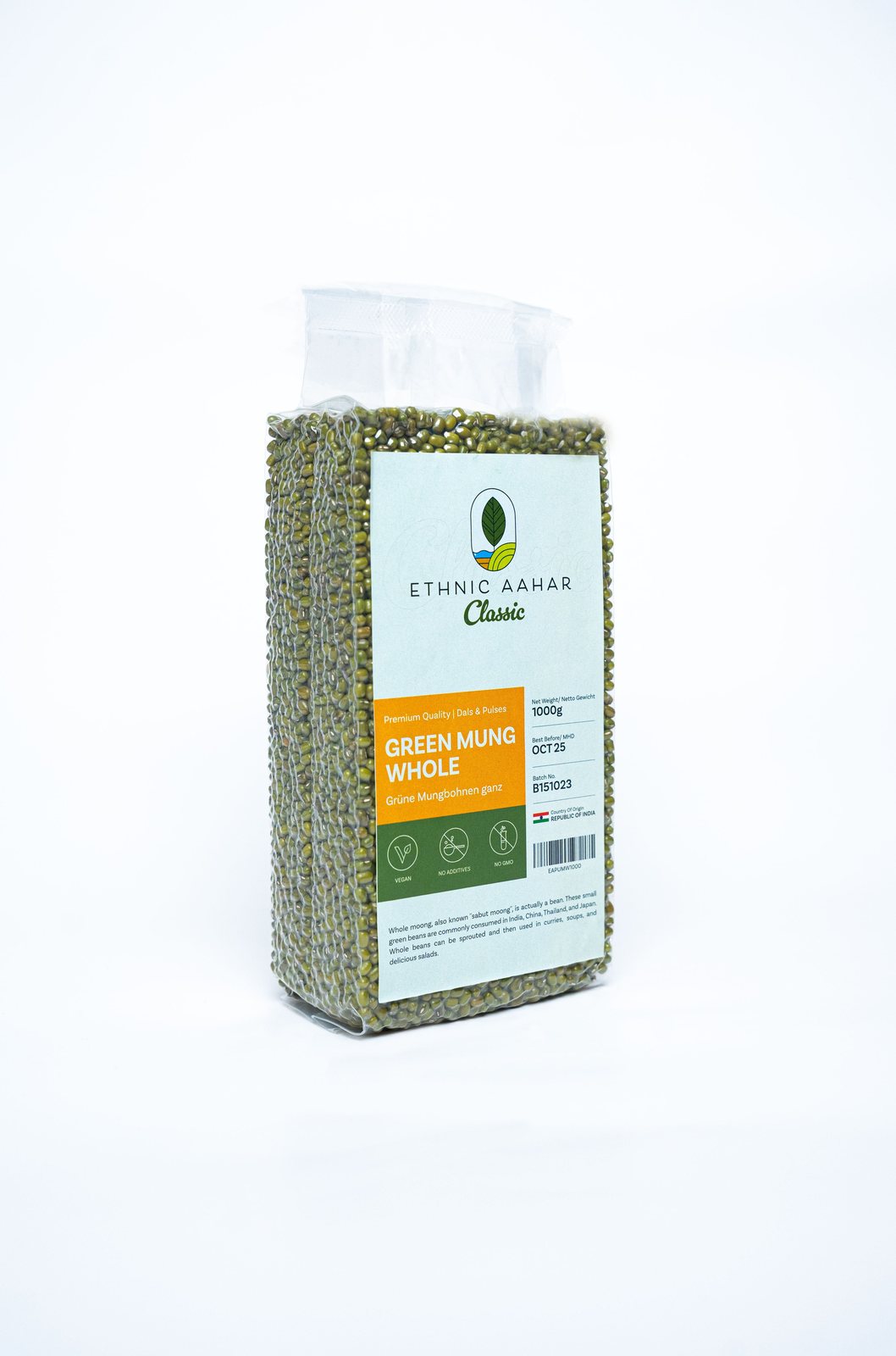 Ethnic Aahar Moong (Mung) Whole 1kg - Spice Village