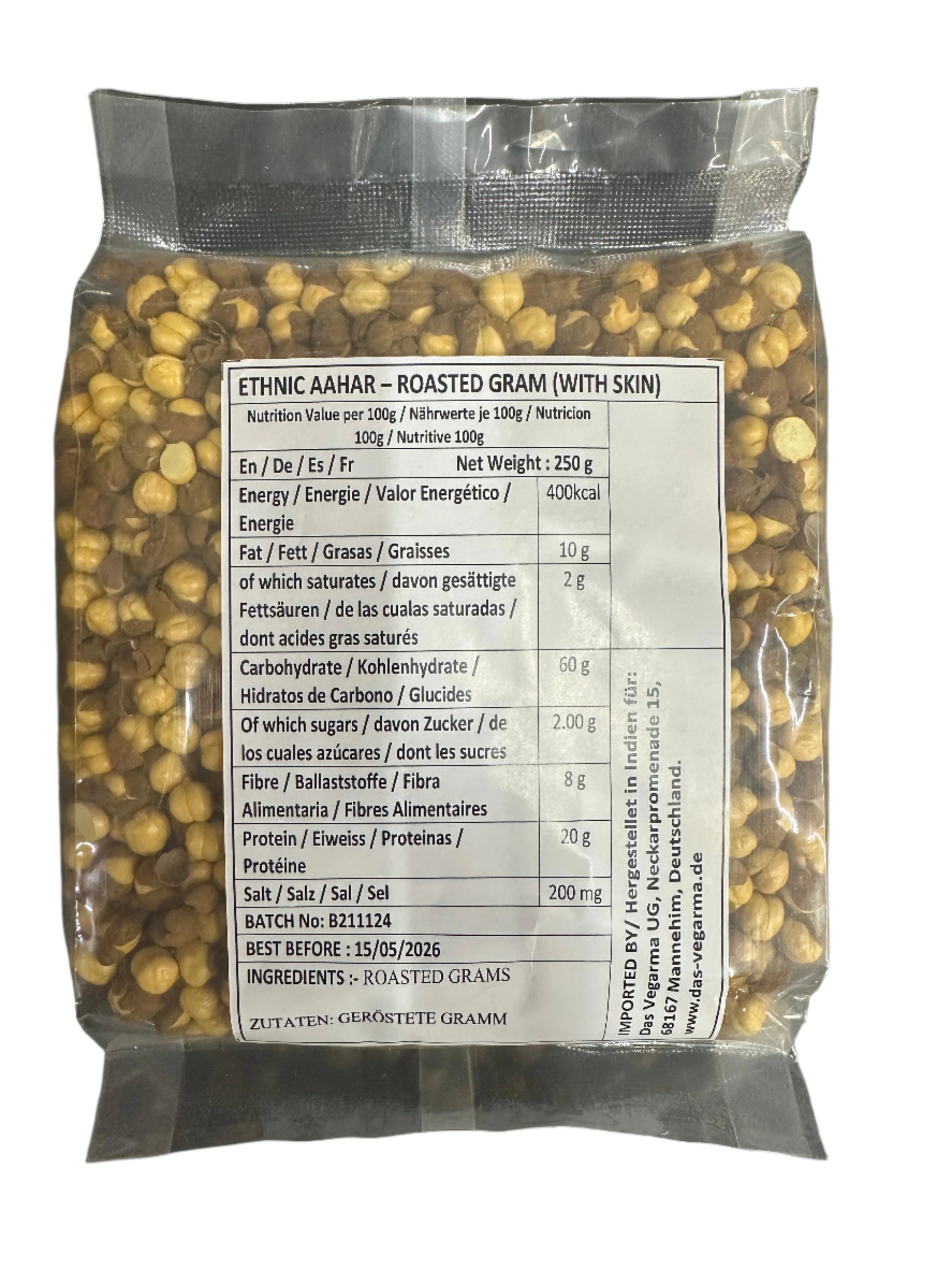 Ethnic Aahar Roasted Gram with Skin 250gm - Spice Village