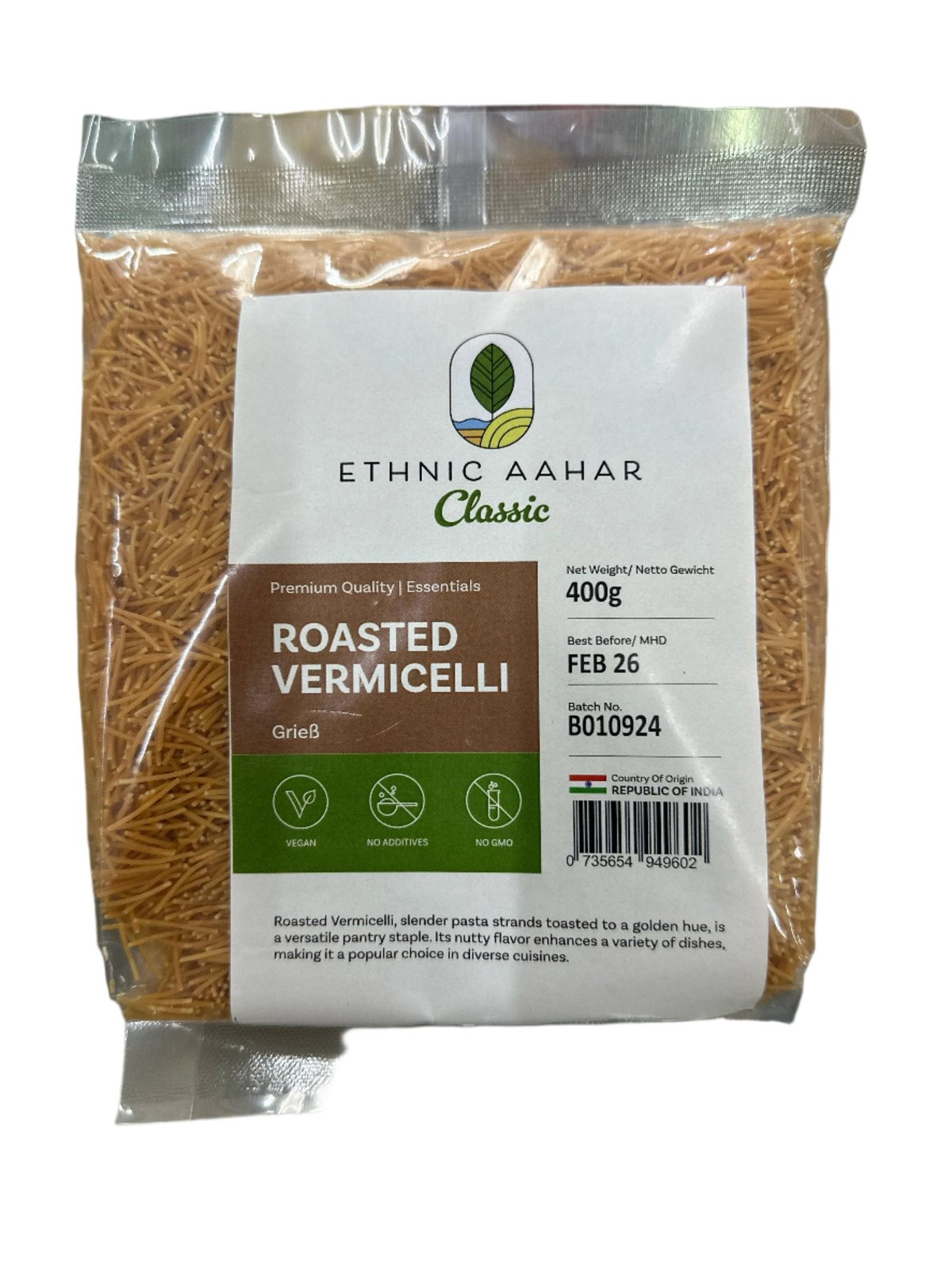 Ethnic Aahar Roasted Vermicelli 400gm - Spice Village