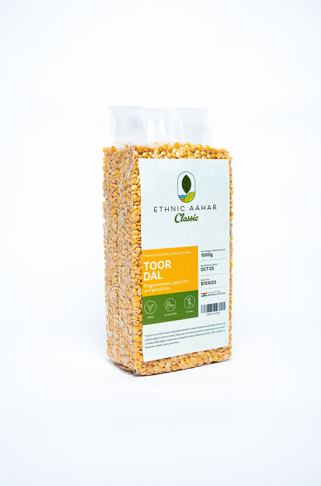 Ethnic Aahar Toor (Tur/Arhar) Dal 1kg - Spice Village