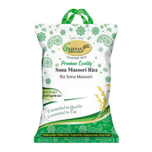 Gajanan Sona Masoori Rice 9kg (Parboiled) - Spice Village