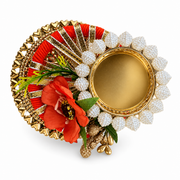 Golden Tray Decorative Diya - Spice Village