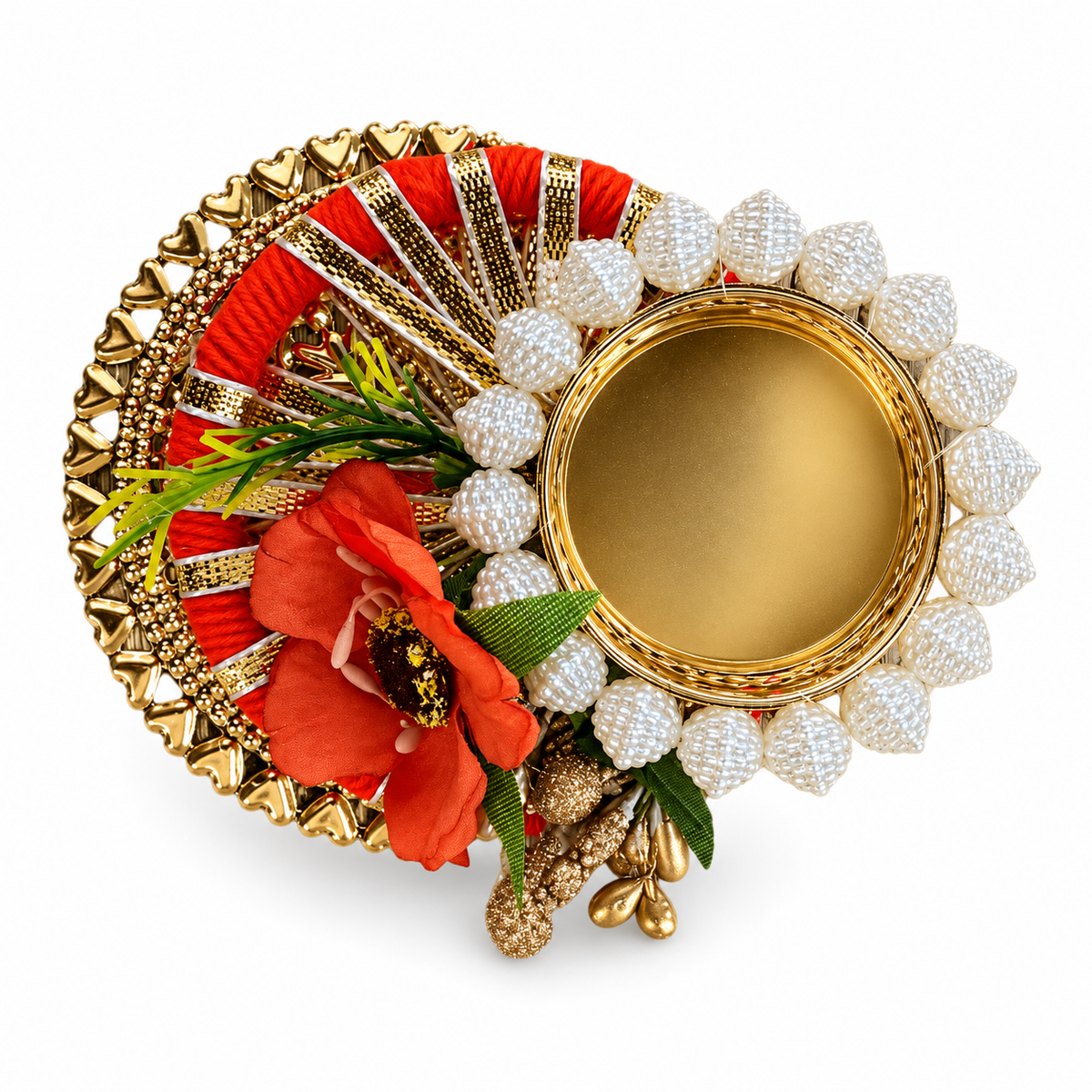 Golden Tray Decorative Diya - Spice Village