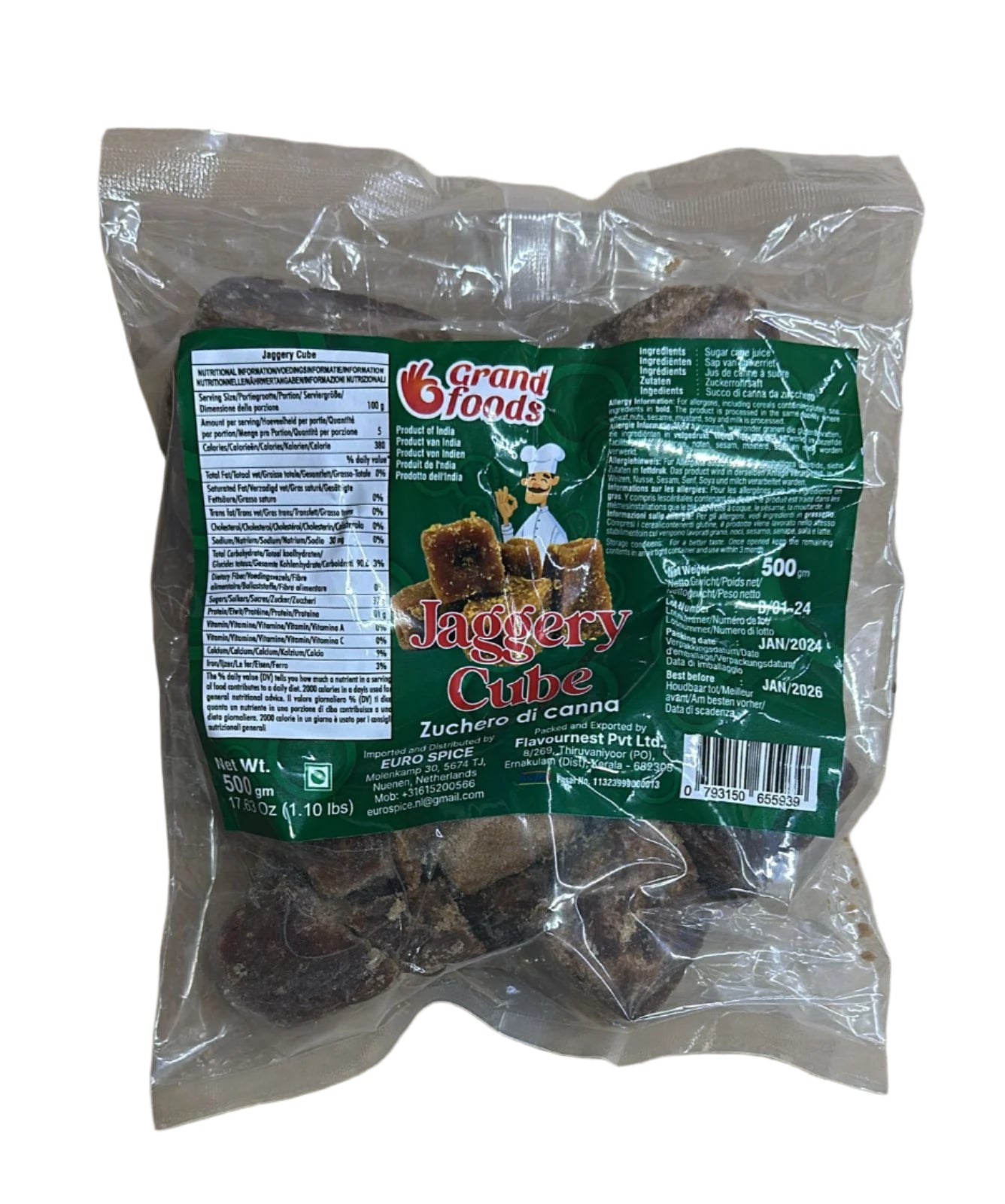 Grand Foods Jaggery Cubes 500gm - Spice Village