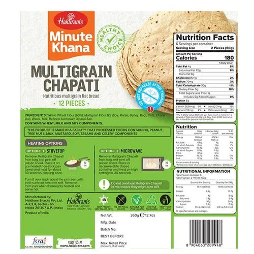 Frozen Haldiram's Multigrain Chapathi 360gm - Only Berlin Same Day Delivery - Spice Village