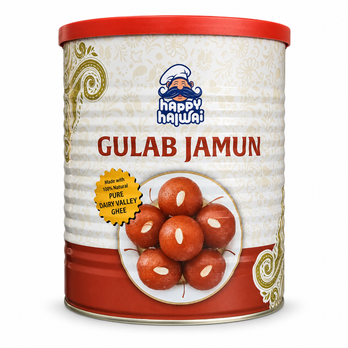 Happy Halwai Gulab Jamun (Canned) 1kg - front of pack