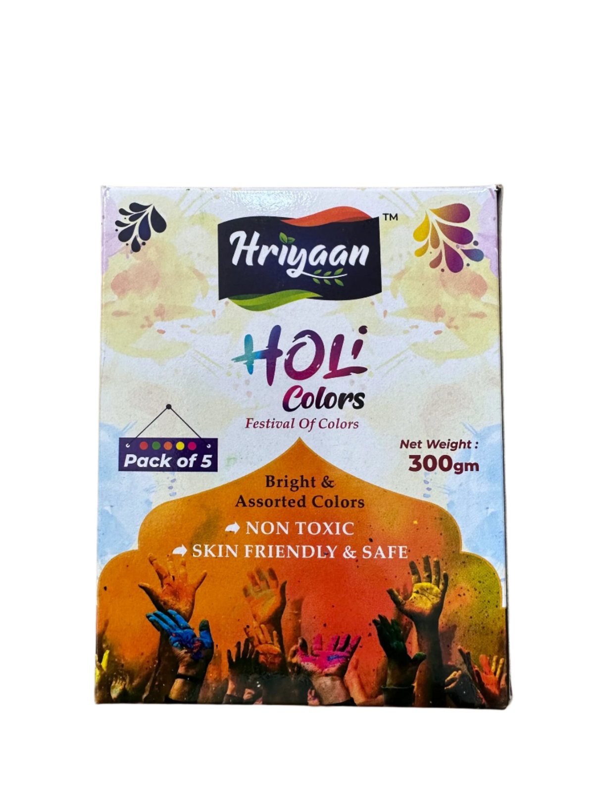 Hriyaan Holi Colours 300gm(Pack of 5 - 60gm each) - Spice Village