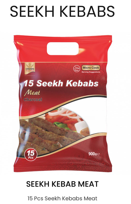 Frozen Crown Meat Seekh Kebab (15 pieces) Charcoal 900gm - Only Berlin Same Day Delivery