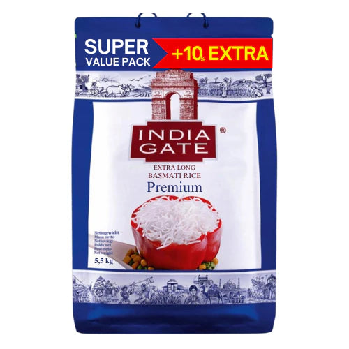 India Gate Premium Basmati Rice(10% extra Promo pack) 5.5kg - Spice Village