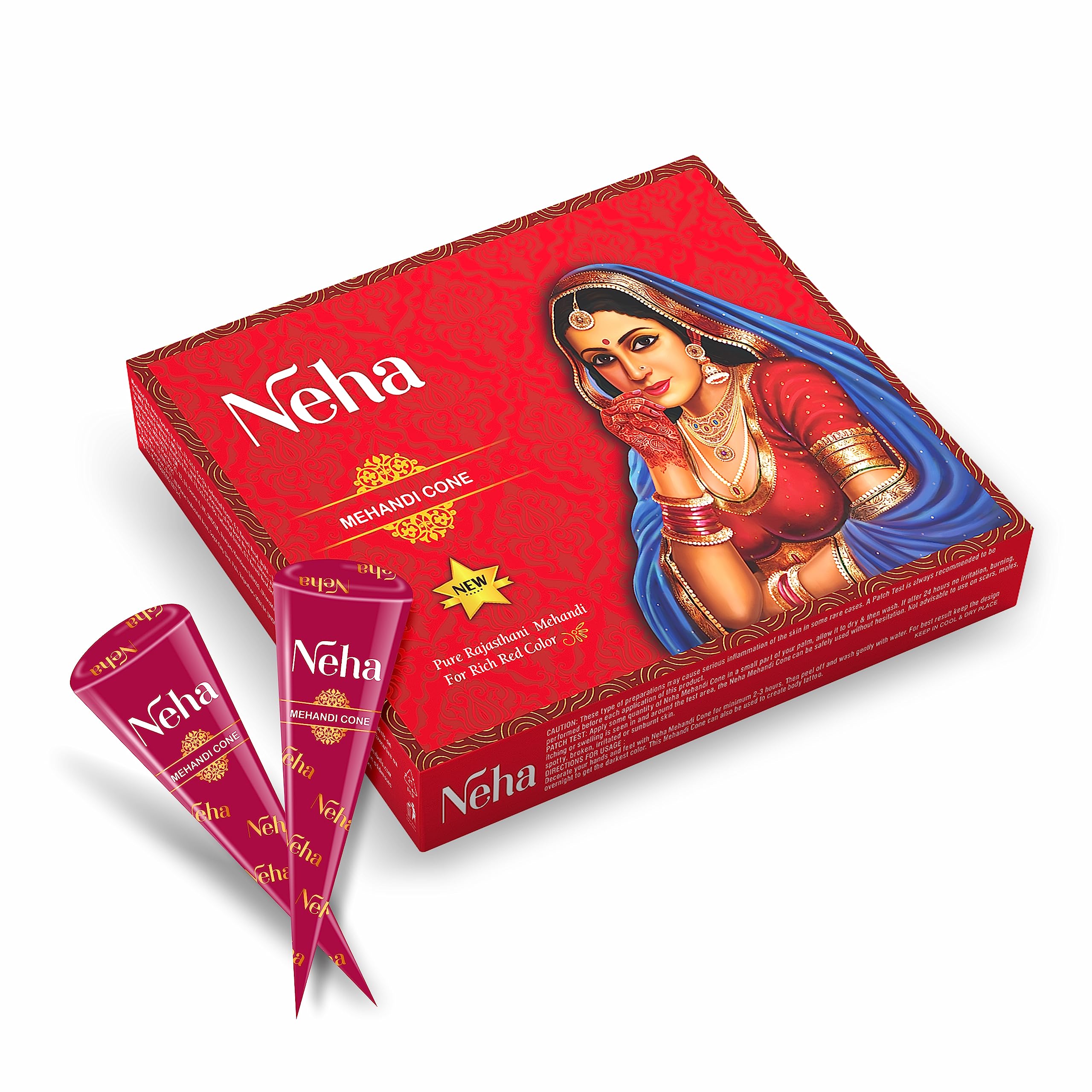 Neha (Fast Colour) Cone Red (1pcs) 15g - Spice Village