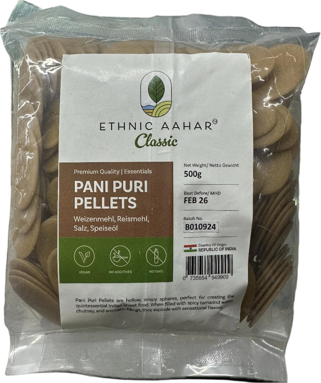 Ethnic Aahar Pani Puri Pellets 500gm - Spice Village