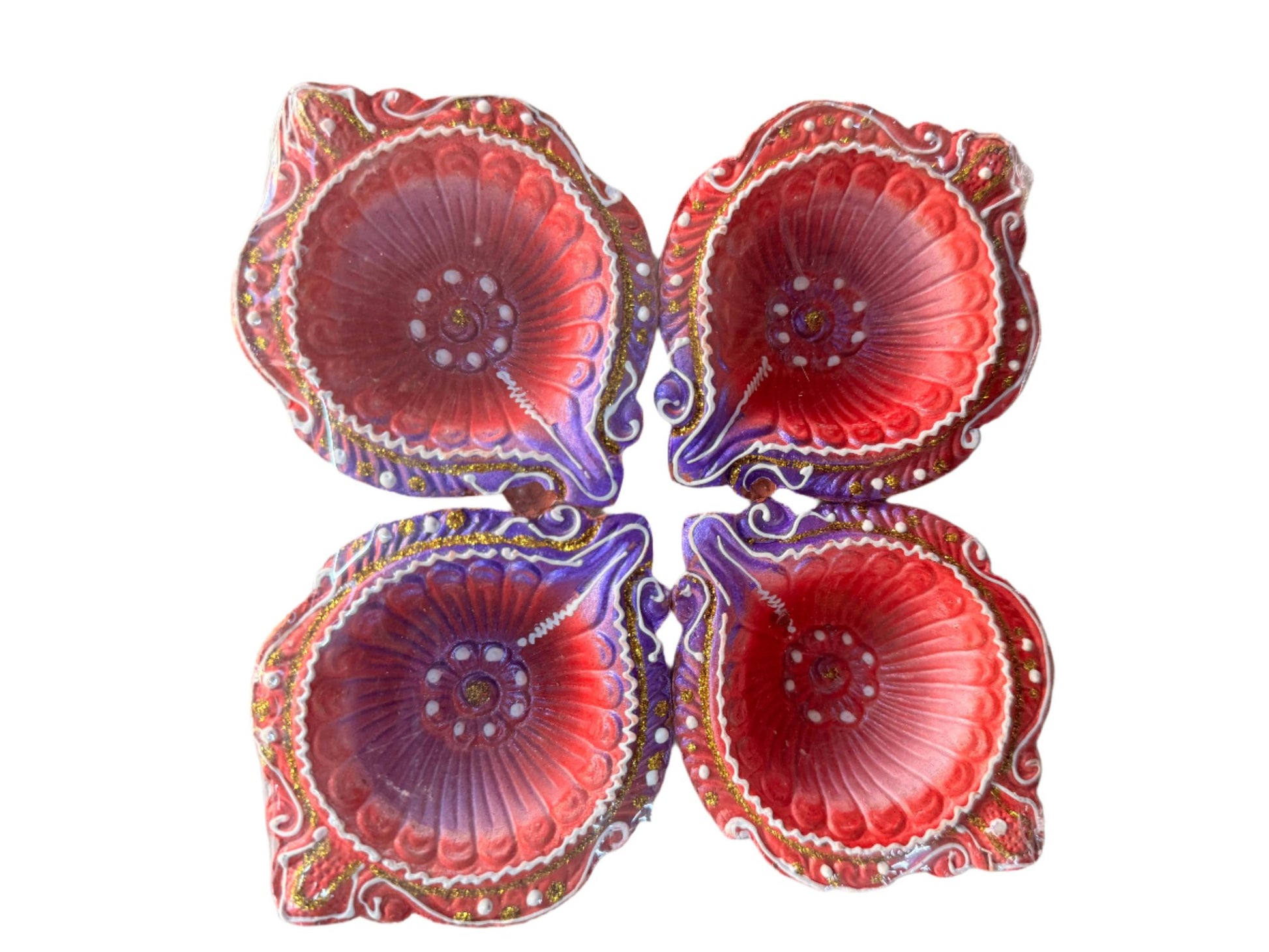 Premium Fancy Colorful Diya(Pack of 4) - Spice Village