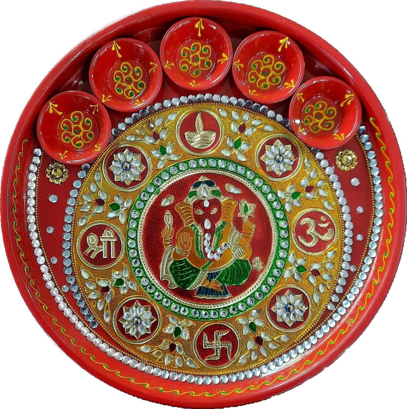 Pooja Plate - Puja Thali (28 cm diameter) - Spice Village