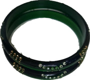Fancy Green Bangles with Dimond 2Pc - Spice Village
