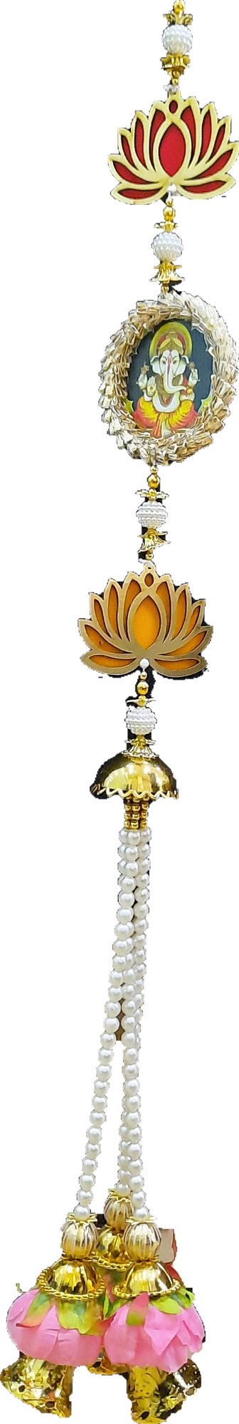 Set of 2 Ganeshji  and Lotus Hanging Toran - Spice Village