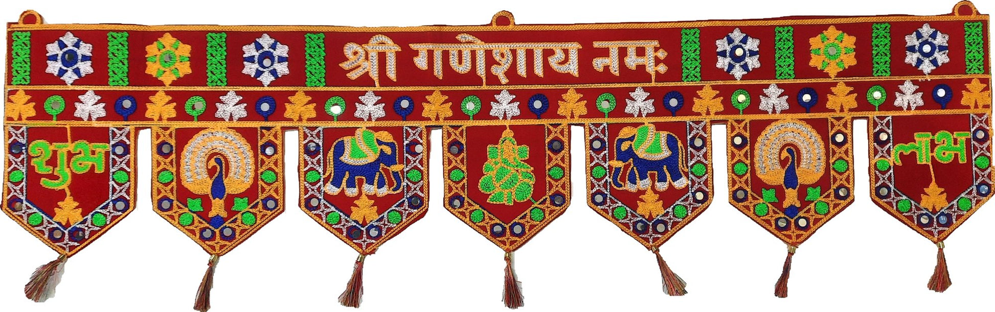Toran Shubh Labh With Ganeshji Red Cloth - Spice Village