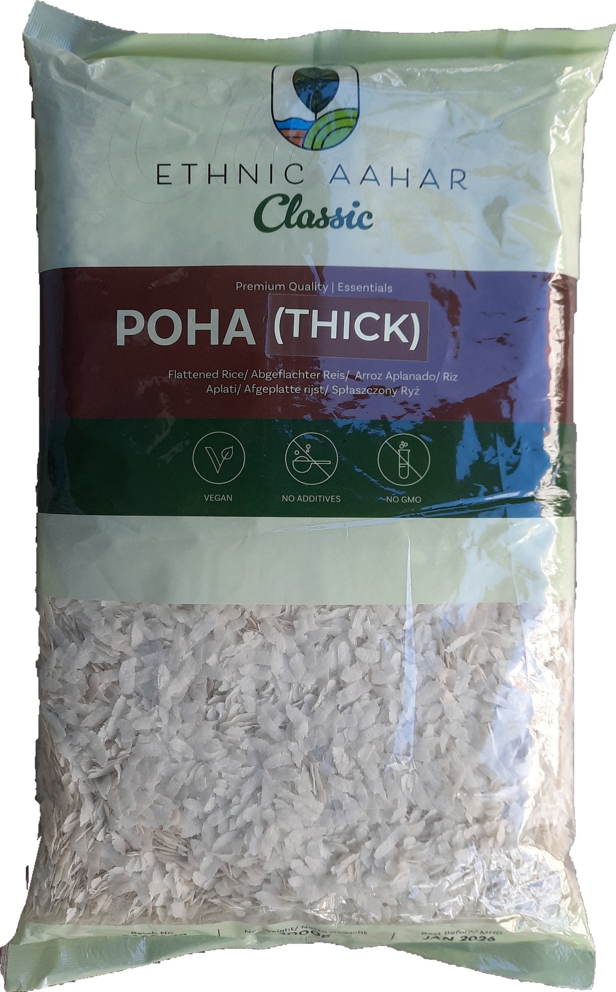 Ethnic Aahar Rice Flakes (Poha/Powa) Thick 1kg - Spice Village