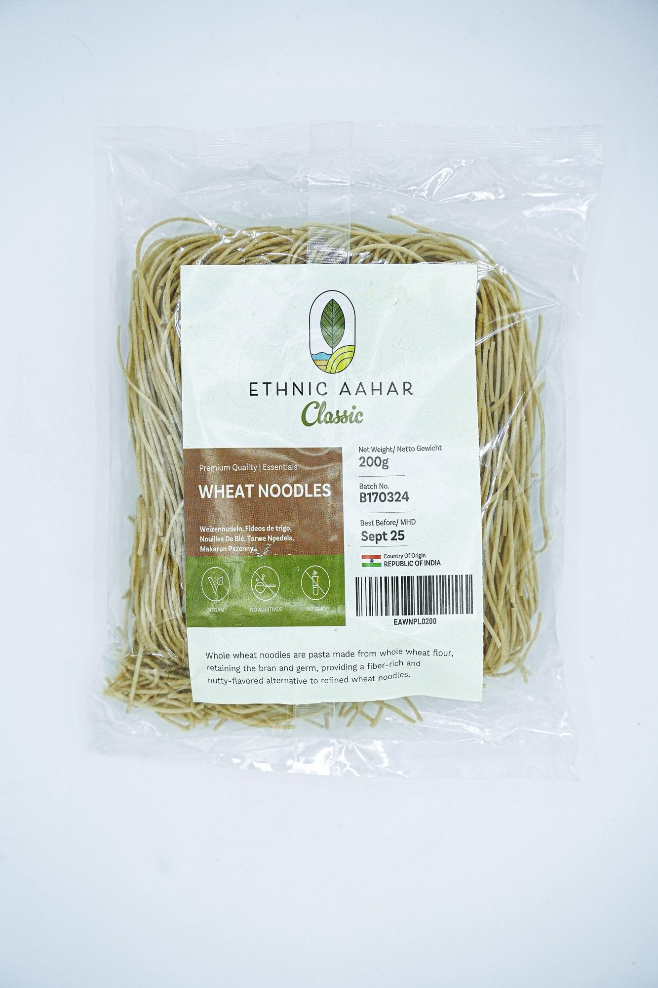 Ethnic Aahar Noodles (Whole Wheat) 200gm - Spice Village