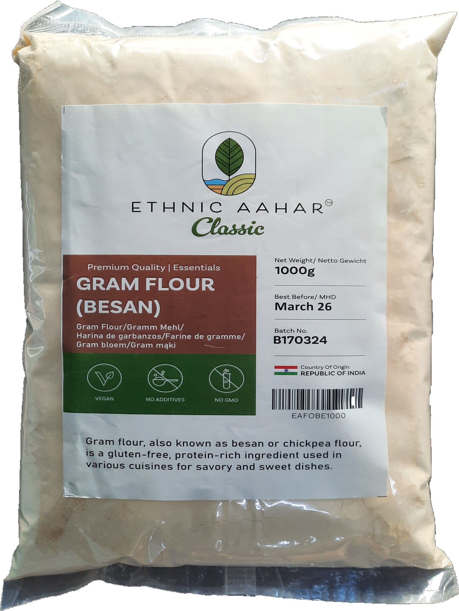 Ethnic Aahar Gram Flour (Besan) 1kg - Spice Village