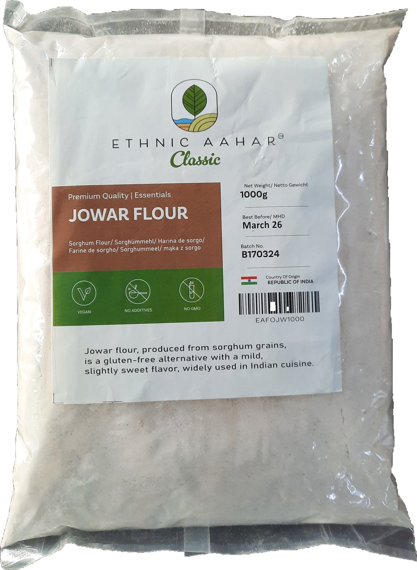 Ethnic Aahar Juwar Flour 1kg - Spice Village