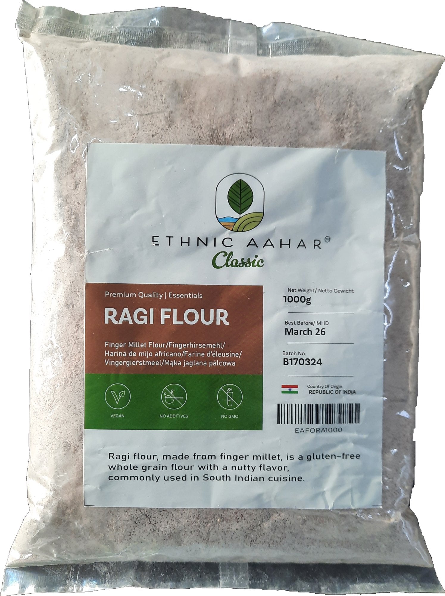 Ethnic Aahar Ragi Flour 1kg - Spice Village