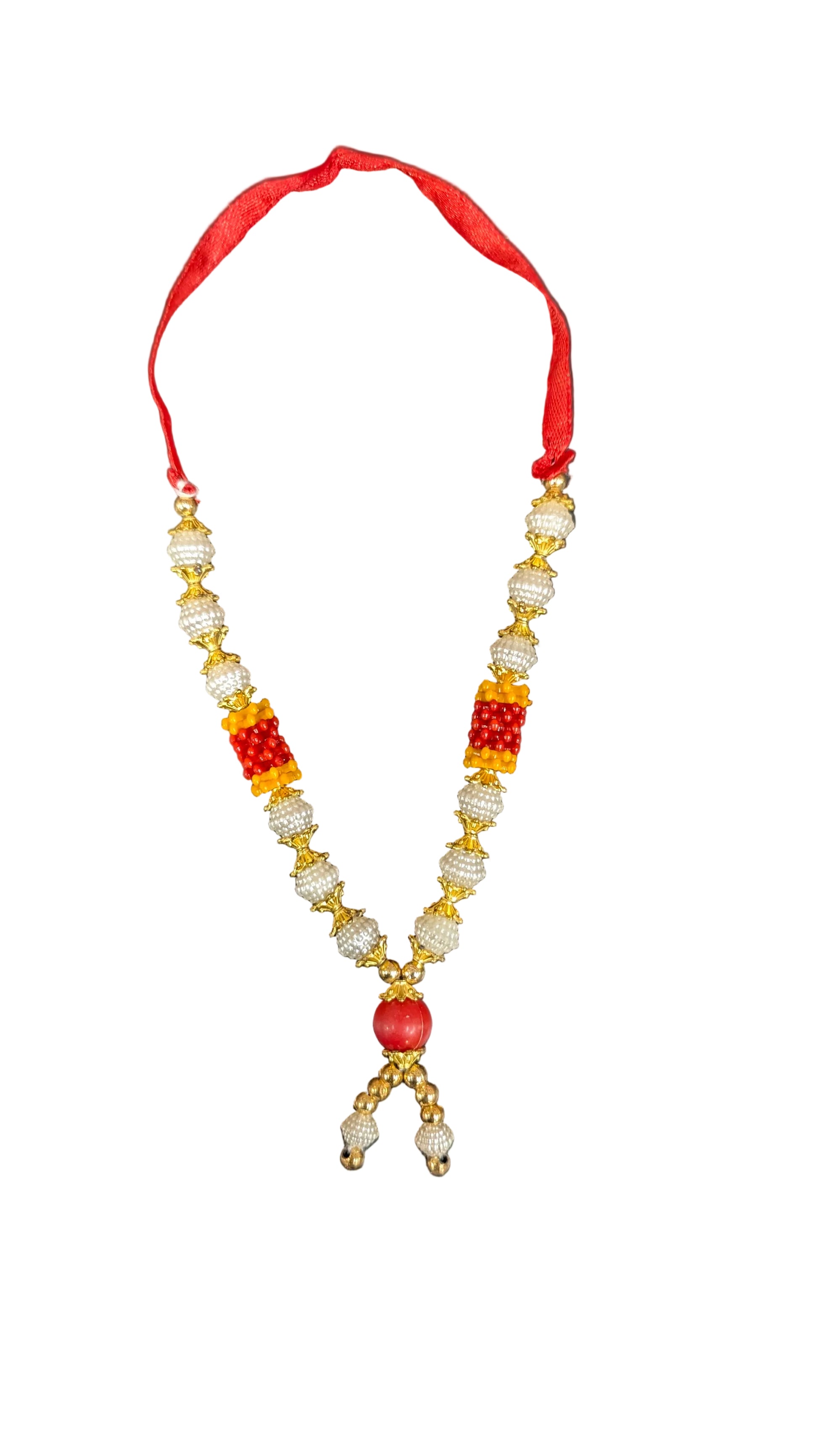 Deity Garland Pearls White  and golden (4" inch long )