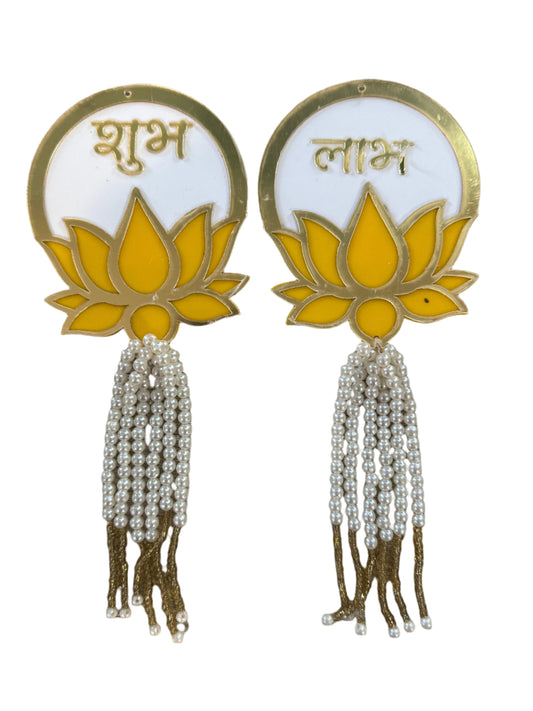 Lotus Design Shubh Labh Round Sticker