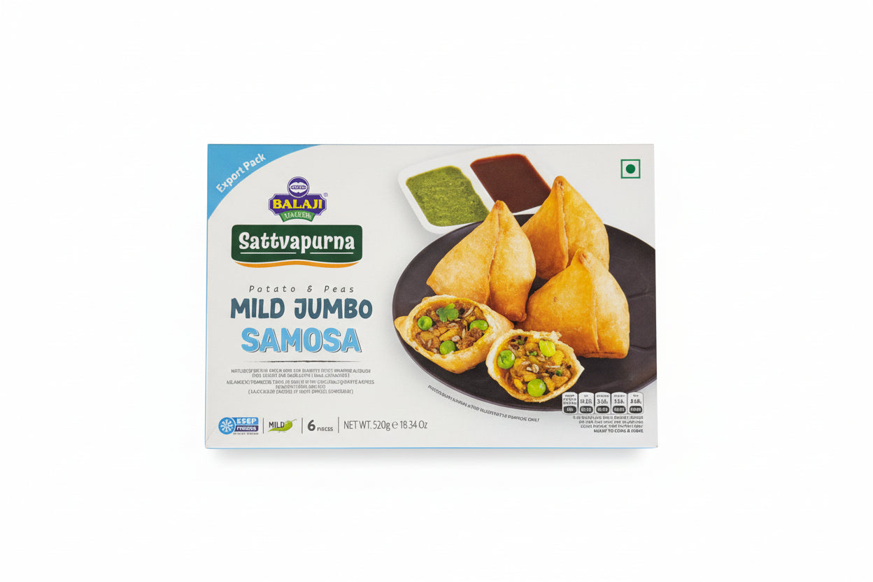 Frozen Balaji Jumbo Mild Potato & Peas Samosa 520gm - Only Berlin Same Day Delivery