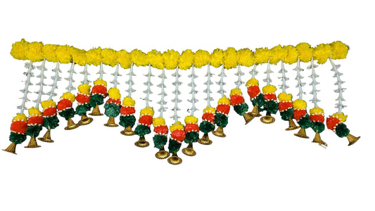 Marigold Toran With white flower Bandharwar