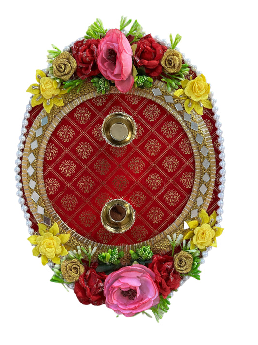 Thali Oval Decorative with 2 Bowl