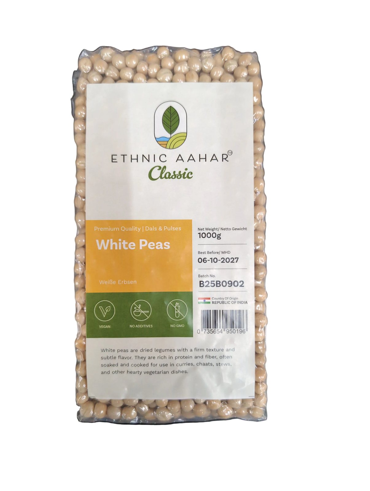 Ethnic Aahar White Peas 1kg