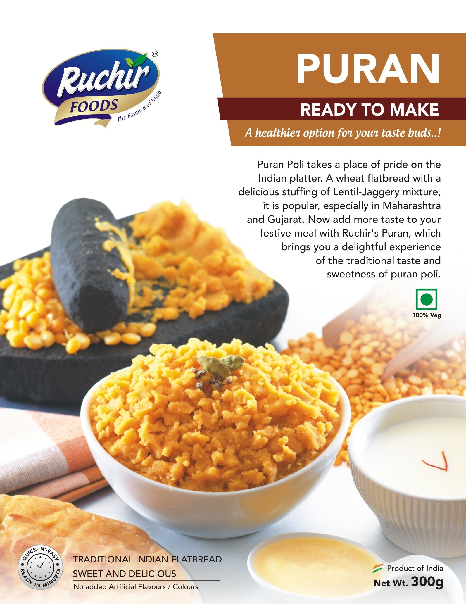 Ruchir Ready to Eat Puran Poli 300gm - Spice Village