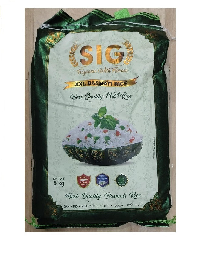 SIG XXL(Green) Premium Basmati rice (1121) 5kg - Spice Village