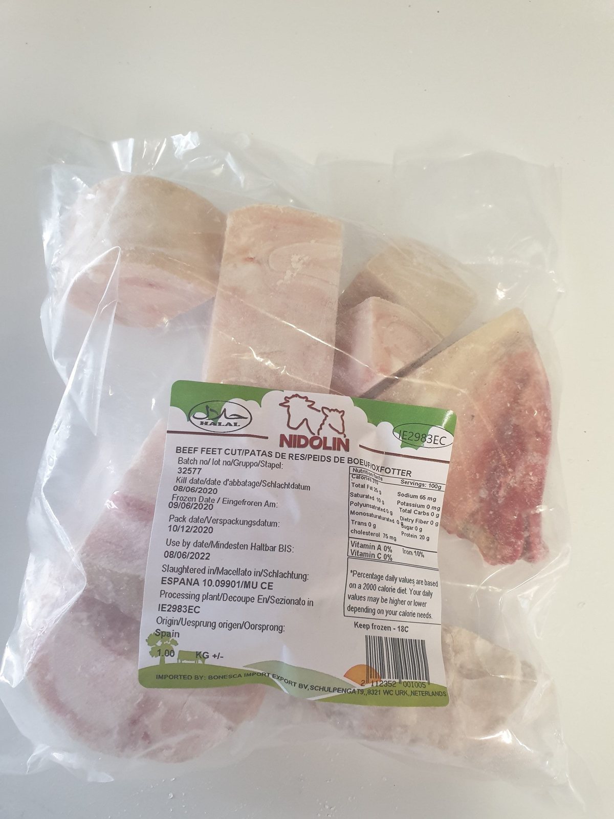Frozen Nidolin Beef Feet Cut Cleaned 1kg - Only Berlin Same Day Delivery - Spice Village