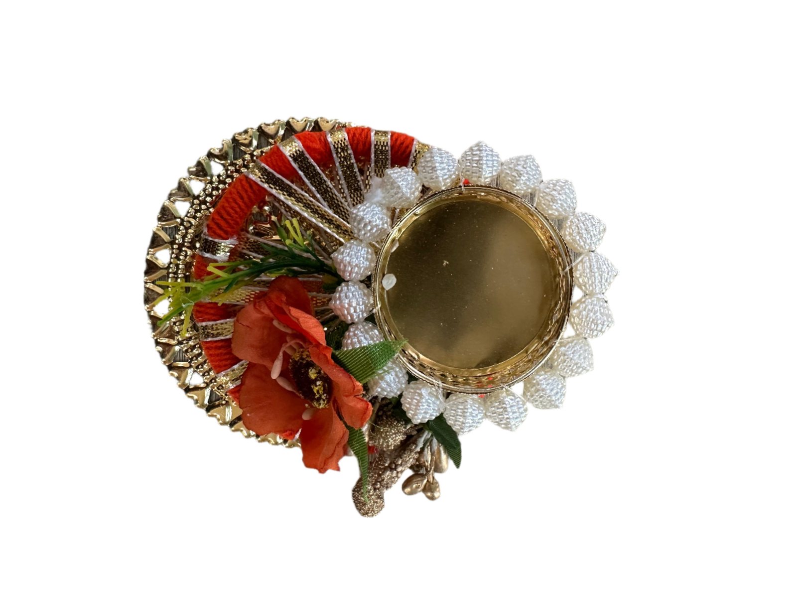 Golden Tray Decorative Diya - Spice Village