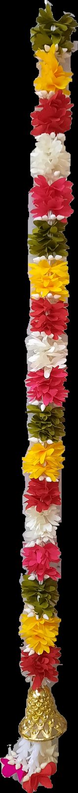 Artificial Marigold  White and pink Hanging Toran with Bell Set of 2 - Spice Village