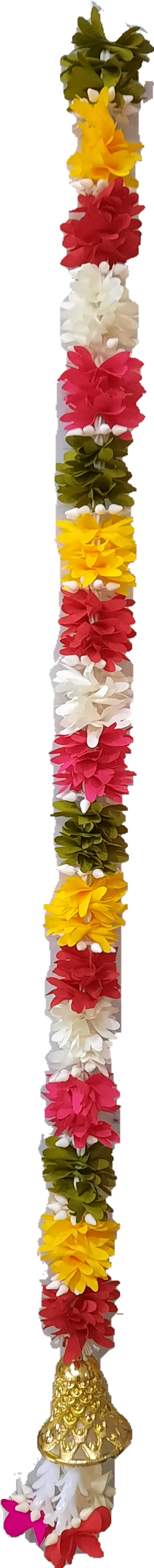 Artificial Marigold  White and pink Hanging Toran with Bell Set of 2 - Spice Village