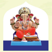 Ganesh Idol 10"  Home Visarjan Kacchi Mitti Ganesh (Eco Friendly -71 (Diamond) - Assorted Colour - Only Berlin same day delivery - Spice Village