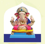 Ganesh Idol 10"  Home Visarjan Kacchi Mitti Ganesh (Eco Friendly -75 (Diamond) - Assorted Colour - Only Berlin same day delivery - Spice Village