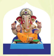 Ganesh Idol 10"  Home Visarjan Kacchi Mitti Ganesh (Eco Friendly -78 (Diamond) - Assorted Colour - Only Berlin same day delivery - Spice Village