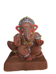 Ganesh Idol 6"  Home Visarjan Kacchi Mitti Ganesh (Eco Friendly -25) (Diamond) - Assorted Colour - Only Berlin same day delivery - Spice Village