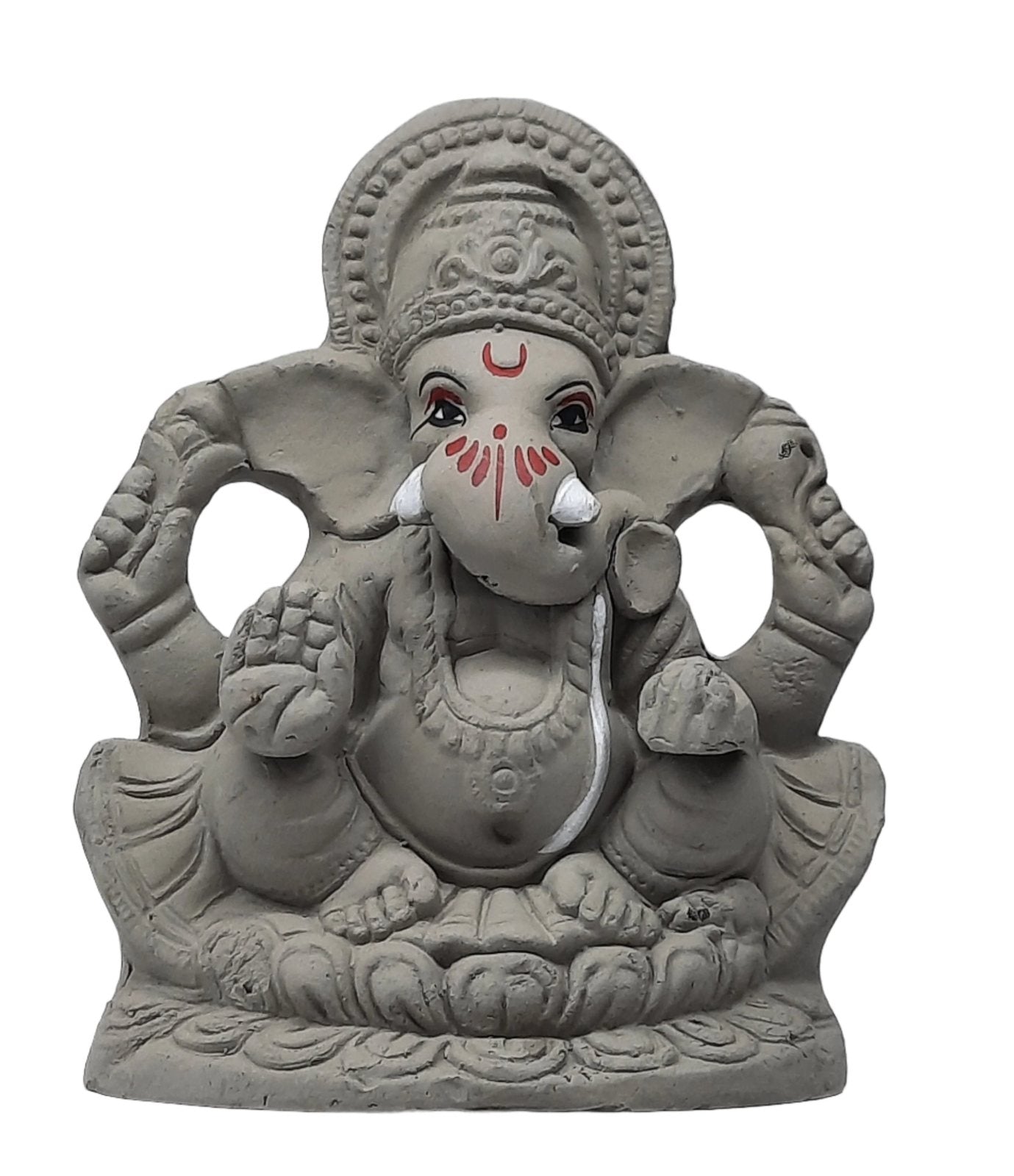 Ganesh Murti (Statue) Home Visarjan Kacchi Mitti Ganesh 15cm - Assorted Colour - Only Berlin same day delivery - Spice Village
