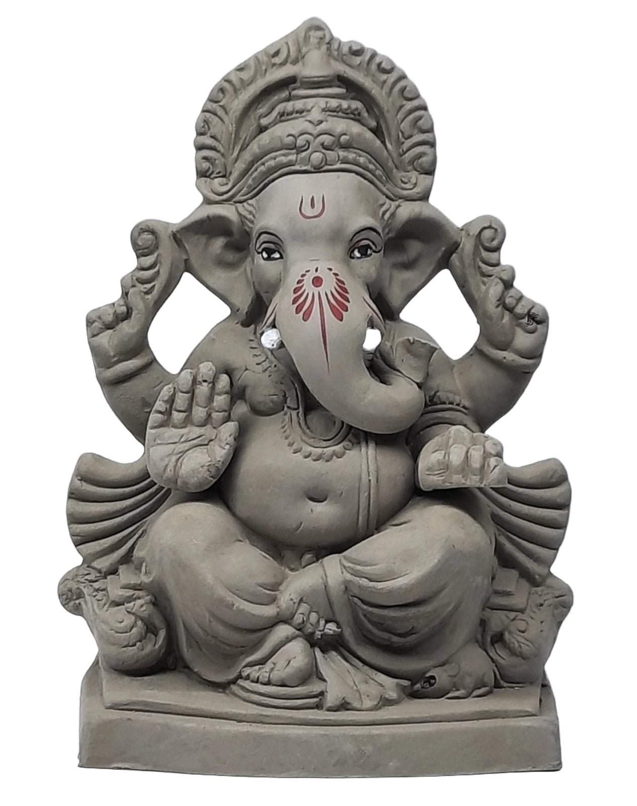 Ganesh Murti (Statue) Home Visarjan Kacchi Mitti Ganesh 20cm - Assorted Colour - Only Berlin same day delivery - Spice Village