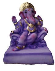 Ganesh Murti (Statue) Home Visarjan Kacchi Mitti Ganesh (Eco Friendly) 20cm (Purple Colour) - Assorted Colour - Only Berlin same day delivery - Spice Village