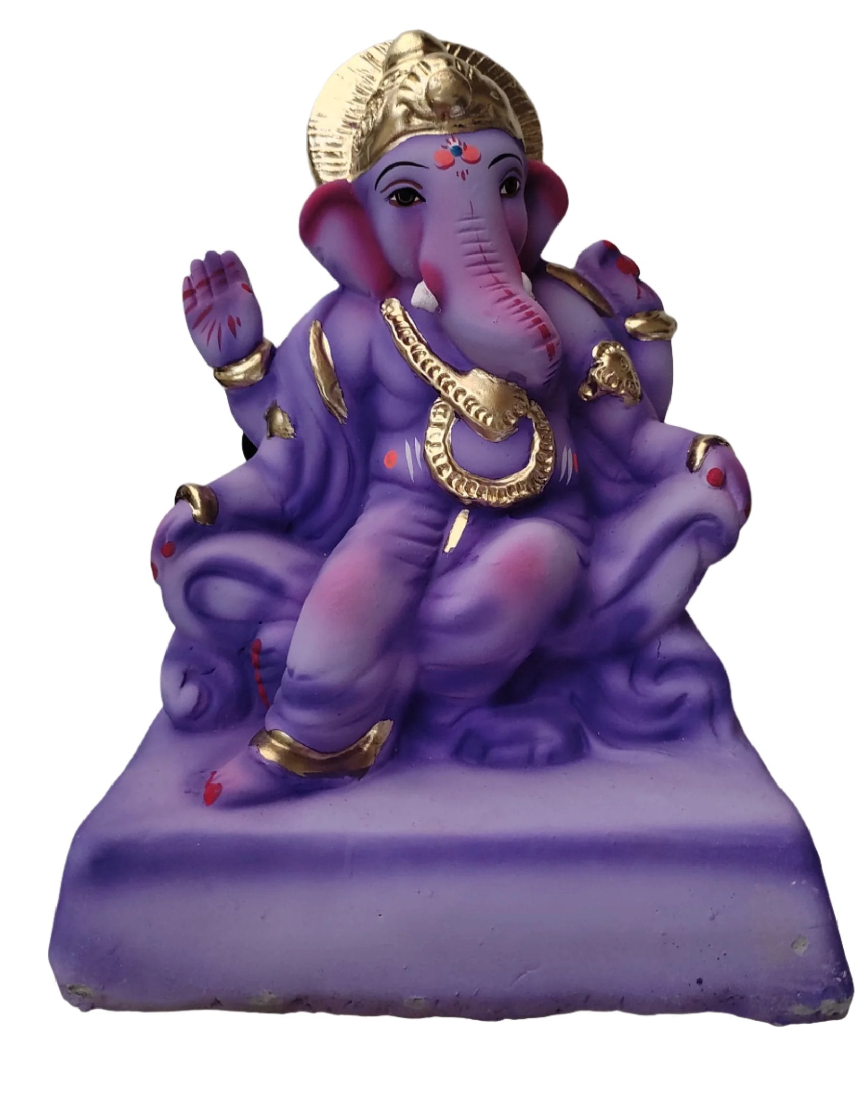 Ganesh Murti (Statue) Home Visarjan Kacchi Mitti Ganesh (Eco Friendly) 20cm (Purple Colour) - Assorted Colour - Only Berlin same day delivery - Spice Village