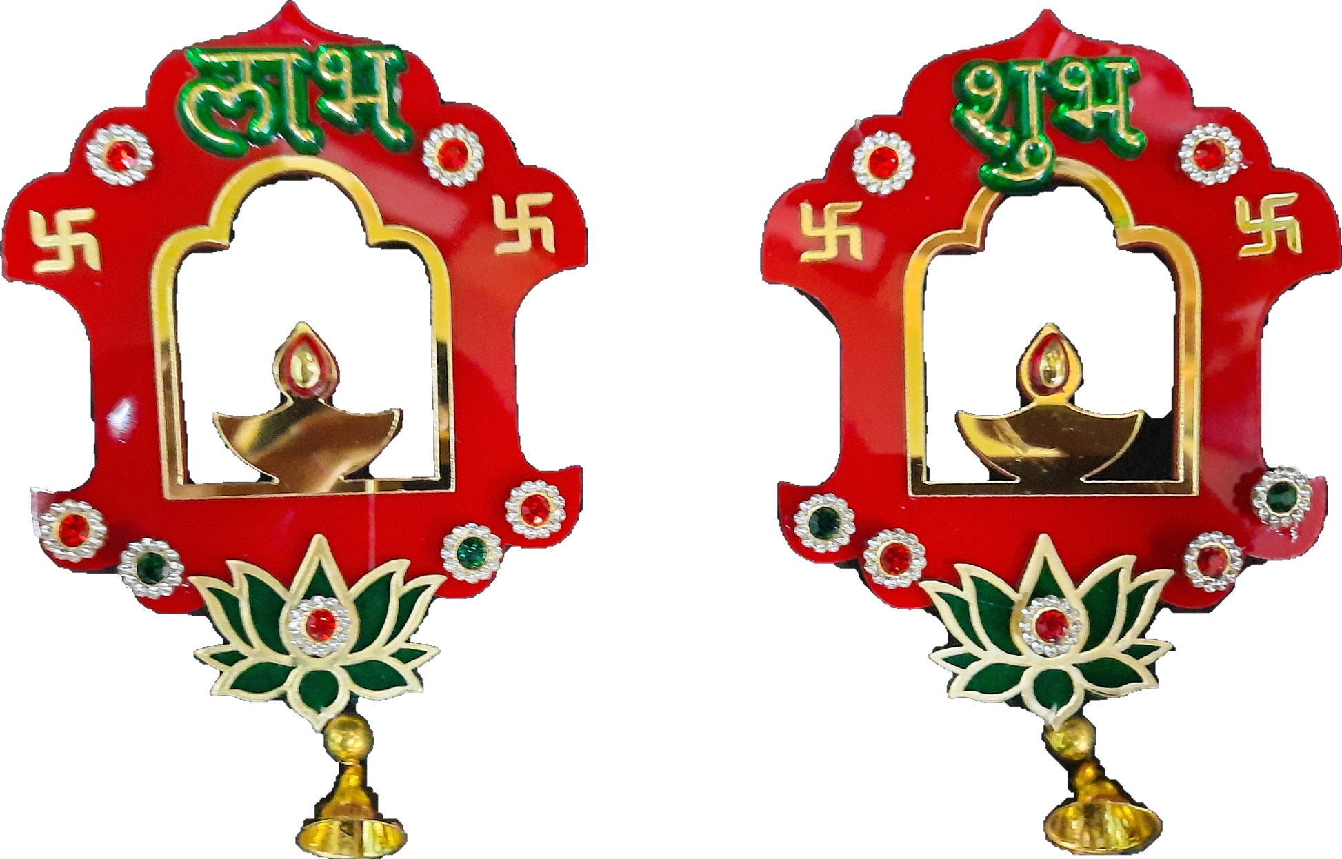 Lotus Design Shubh Labh Red Sticker - Spice Village