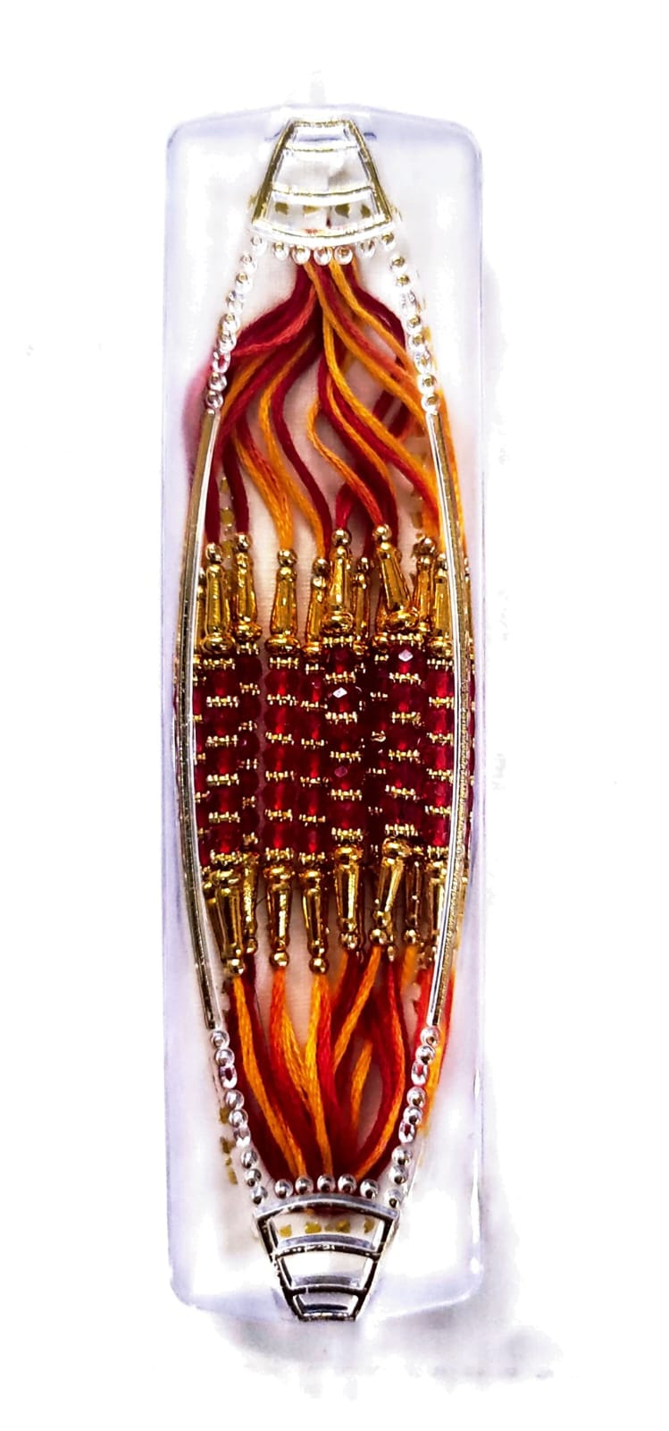 Rakhi (Red Beads & Yellow Thread) (1 Pc) - Spice Village