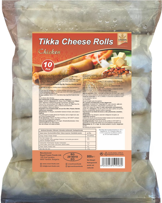 Frozen Crown Cheese Chicken Tikka Rolls(10pcs) 800gm - Only Berlin Same Day Delivery